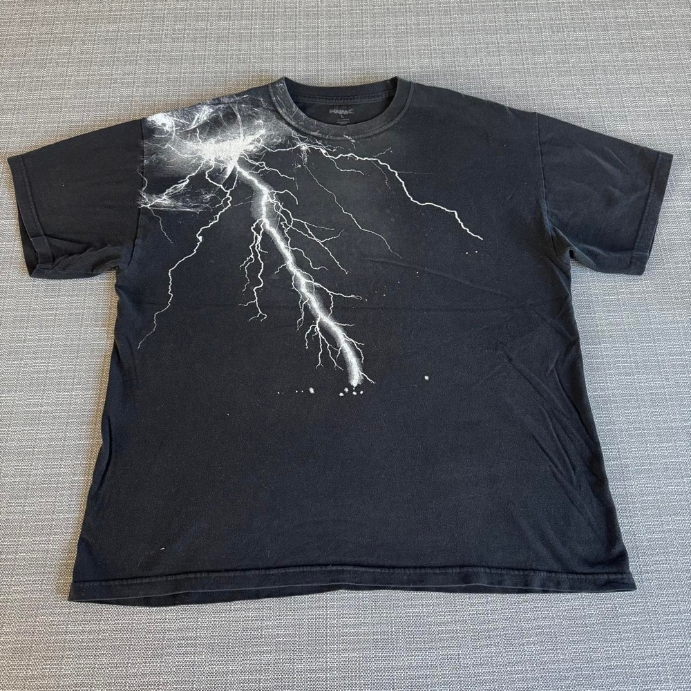 Tony Hawk Black cotton t-shirt white lightning bolt graphic men's size L